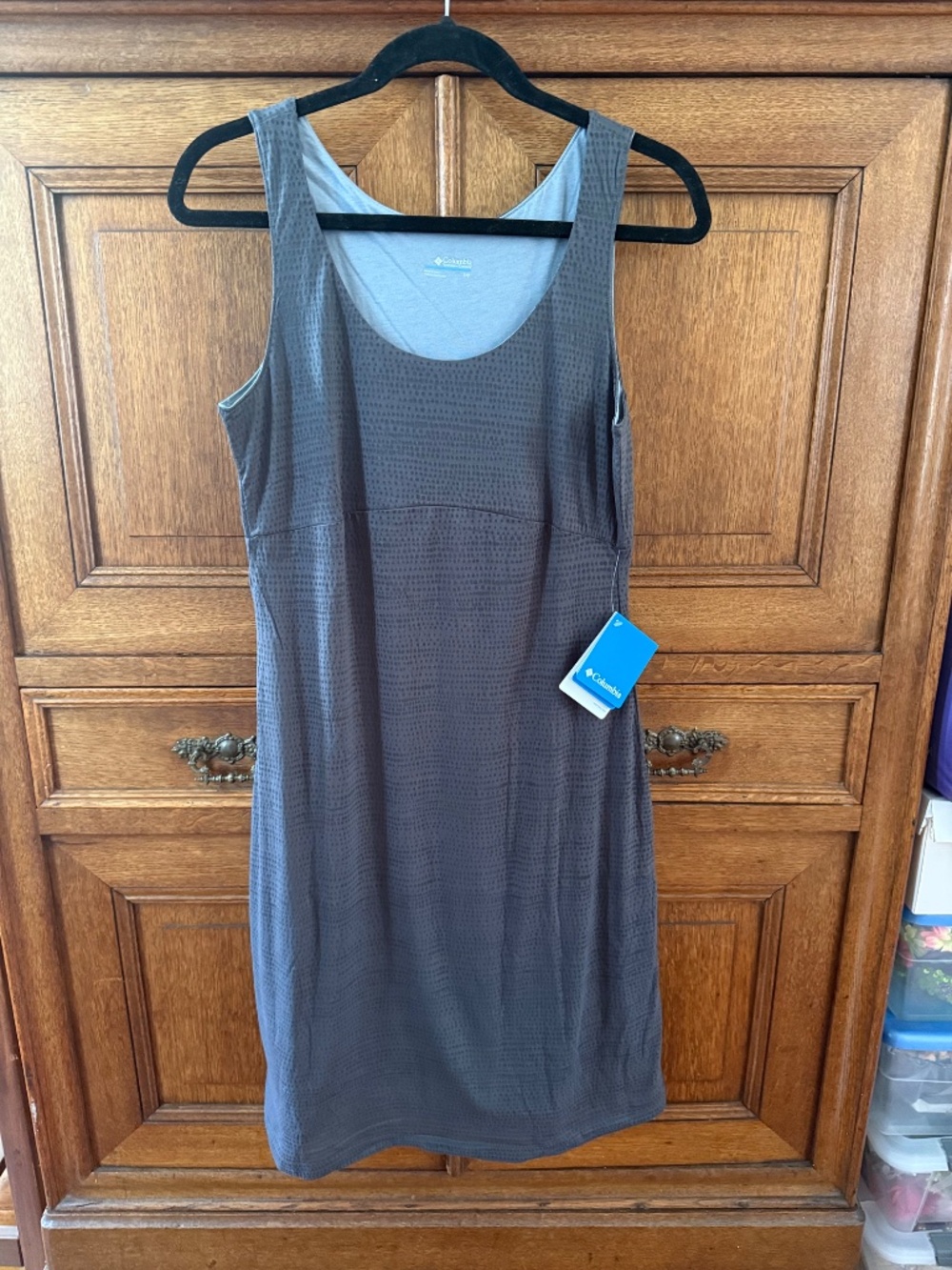 Columbia "See Thru You" Burnout Cotton Blend Tank Dress, Gray, NWT, Size Small